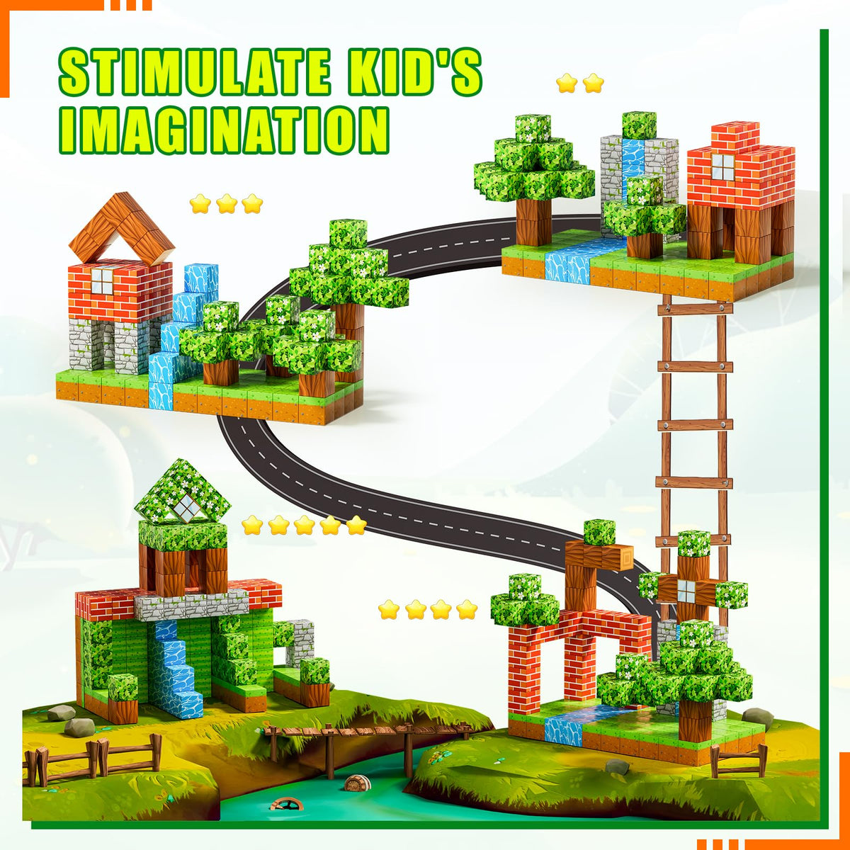 Ensemble de construction magnétique Forêt pour enfants 3 ans et plus