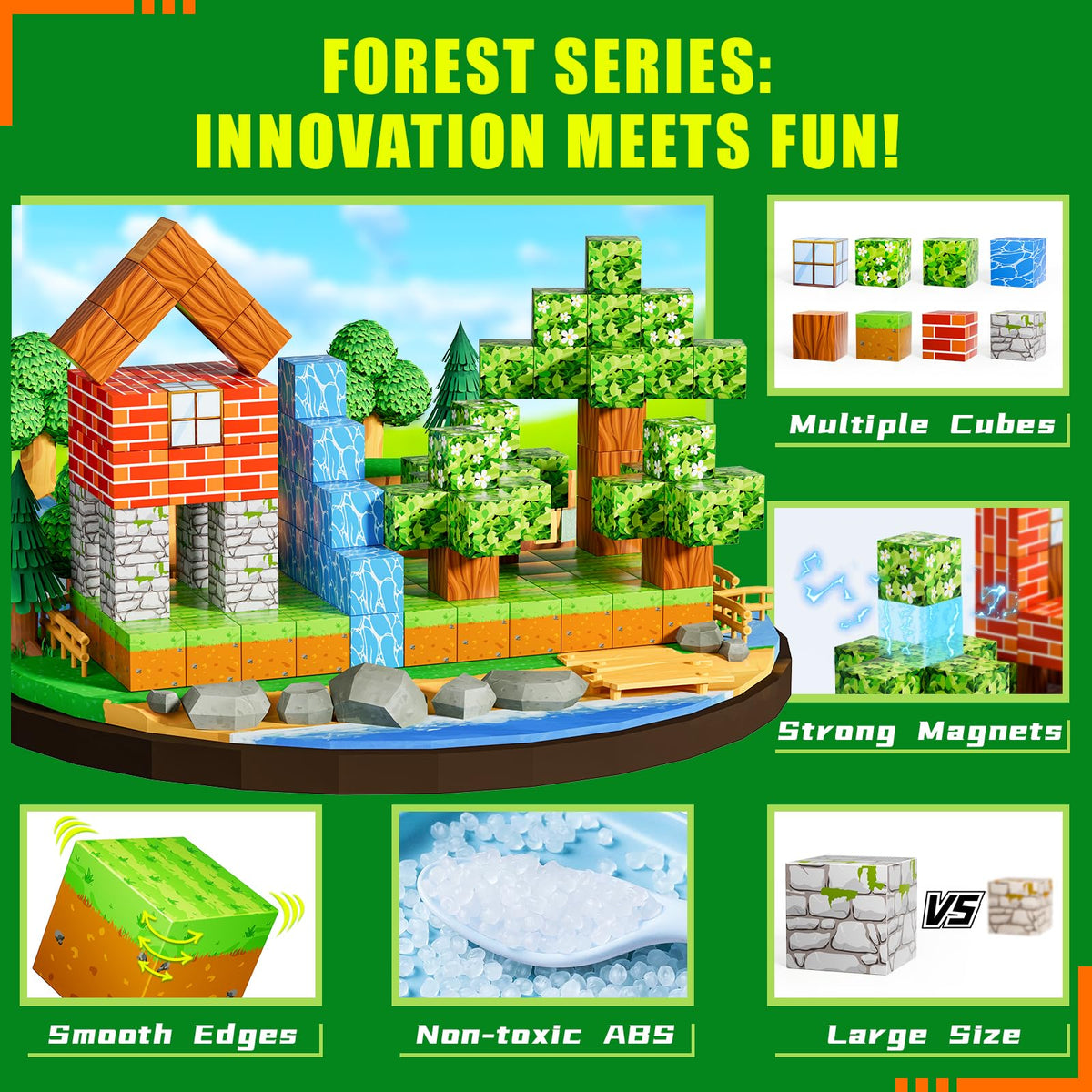 Ensemble de construction magnétique Forêt pour enfants 3 ans et plus