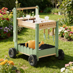 Kids Gardening Set with Wooden Trolley