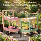 Kids Gardening Set with Wooden Trolley