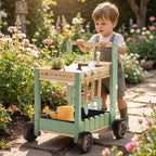 Kids Gardening Set with Wooden Trolley