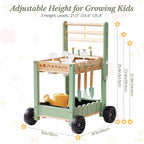 Kids Gardening Set with Wooden Trolley