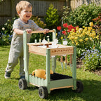 Kids Gardening Set with Wooden Trolley