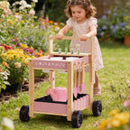 Kids Gardening Set with Wooden Trolley