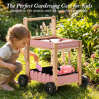 Kids Gardening Set with Wooden Trolley