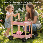 Kids Gardening Set with Wooden Trolley