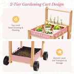 Kids Gardening Set with Wooden Trolley