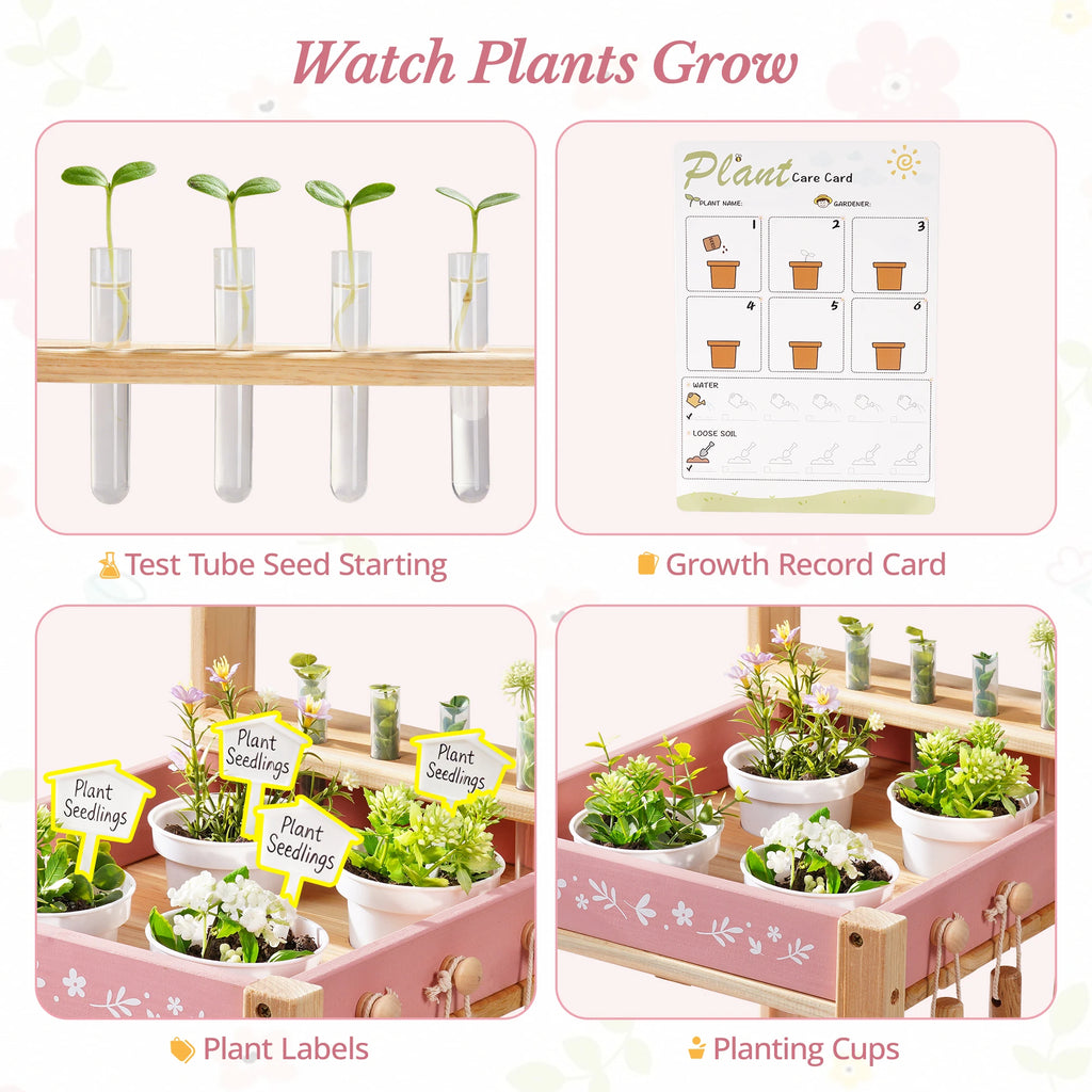 Kinder-Gartenset mit Holztrolley