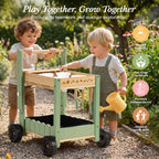 Kids Gardening Set with Wooden Trolley