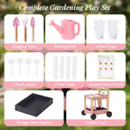 Kids Gardening Set with Wooden Trolley