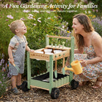 Kids Gardening Set with Wooden Trolley