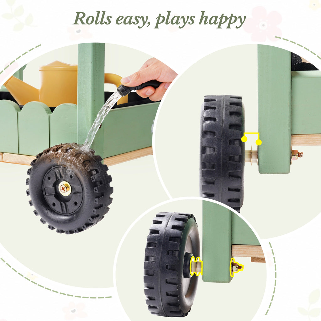 Kinder-Gartenset mit Holztrolley