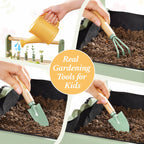 Kids Gardening Set with Wooden Trolley