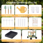 Kids Gardening Set with Wooden Trolley