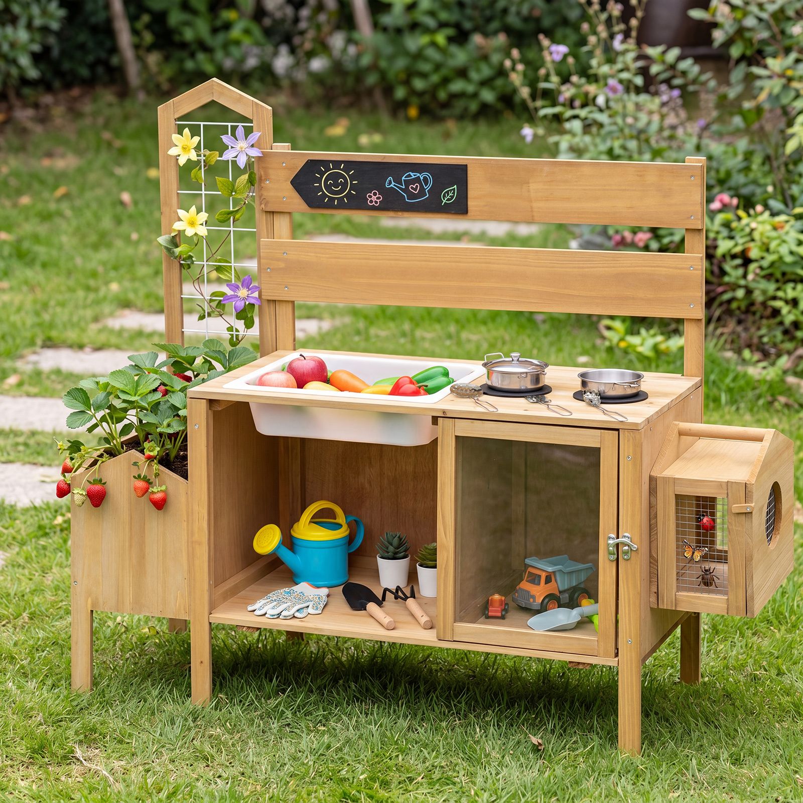 Kinder-Matschküche mit Vogelkäfig & Blumenkasten SproutHands™