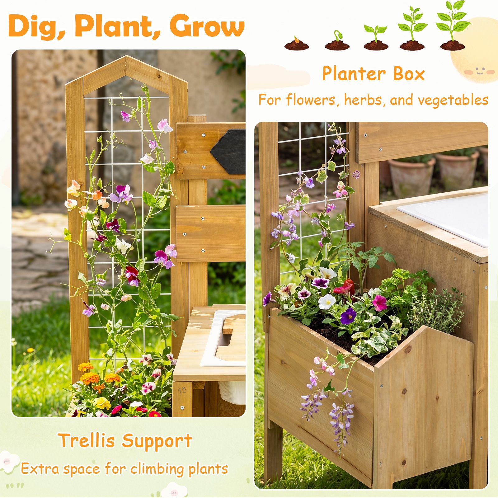 Kinder-Matschküche mit Vogelkäfig & Blumenkasten SproutHands™