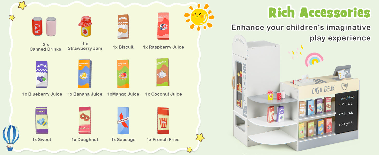 Kids Wooden Grocery Store Play Set with Cashier SproutHands™