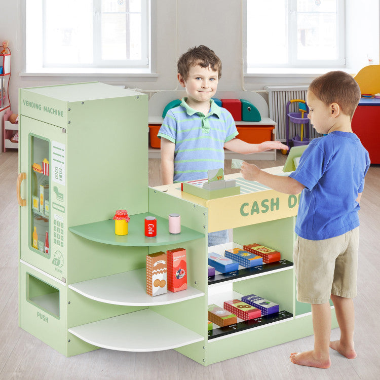 Kids Wooden Grocery Store Play Set with Cashier SproutHands™