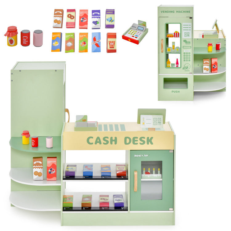 Kids Wooden Grocery Store Play Set with Cashier SproutHands™