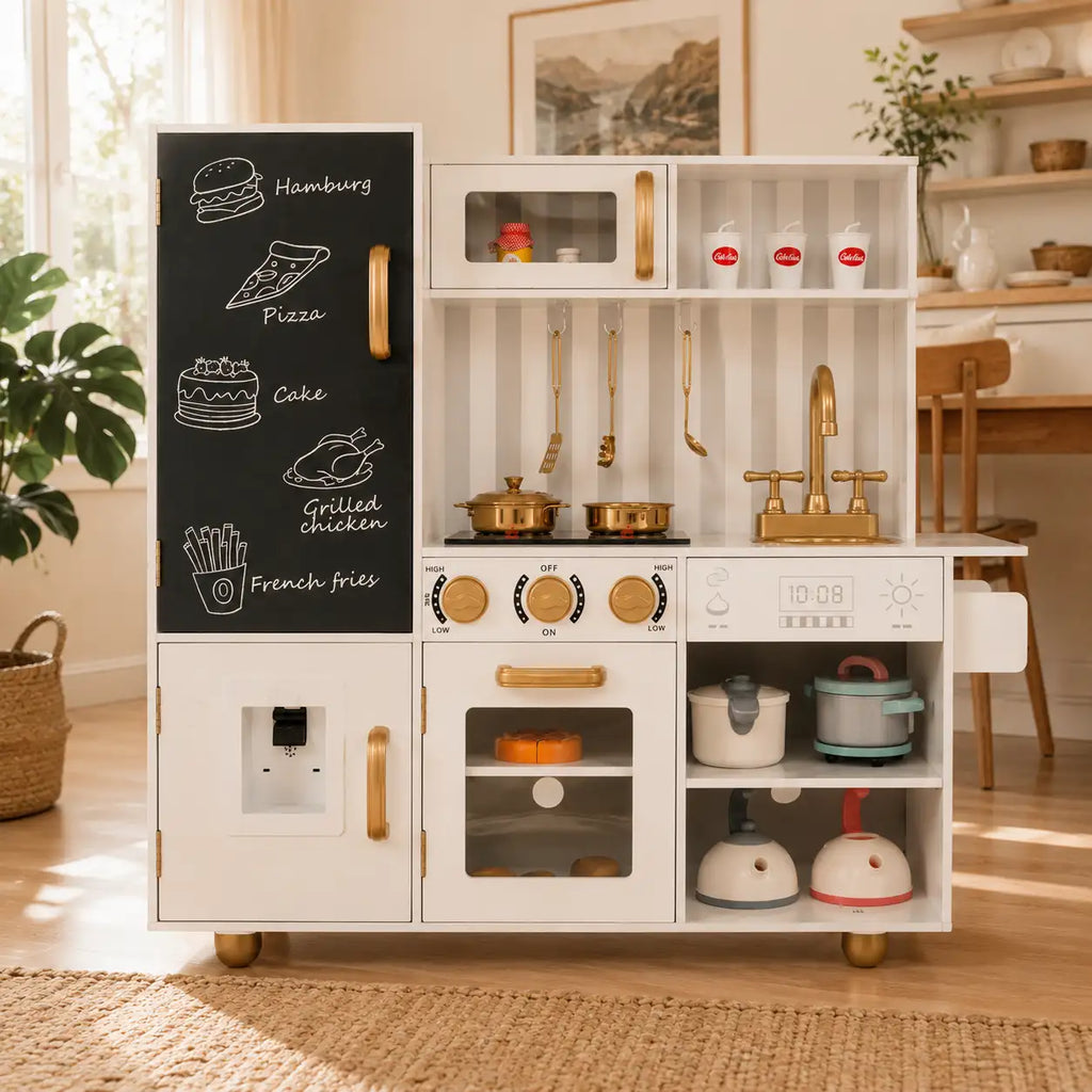 Kids Wooden Play Kitchen with Lights & Sounds