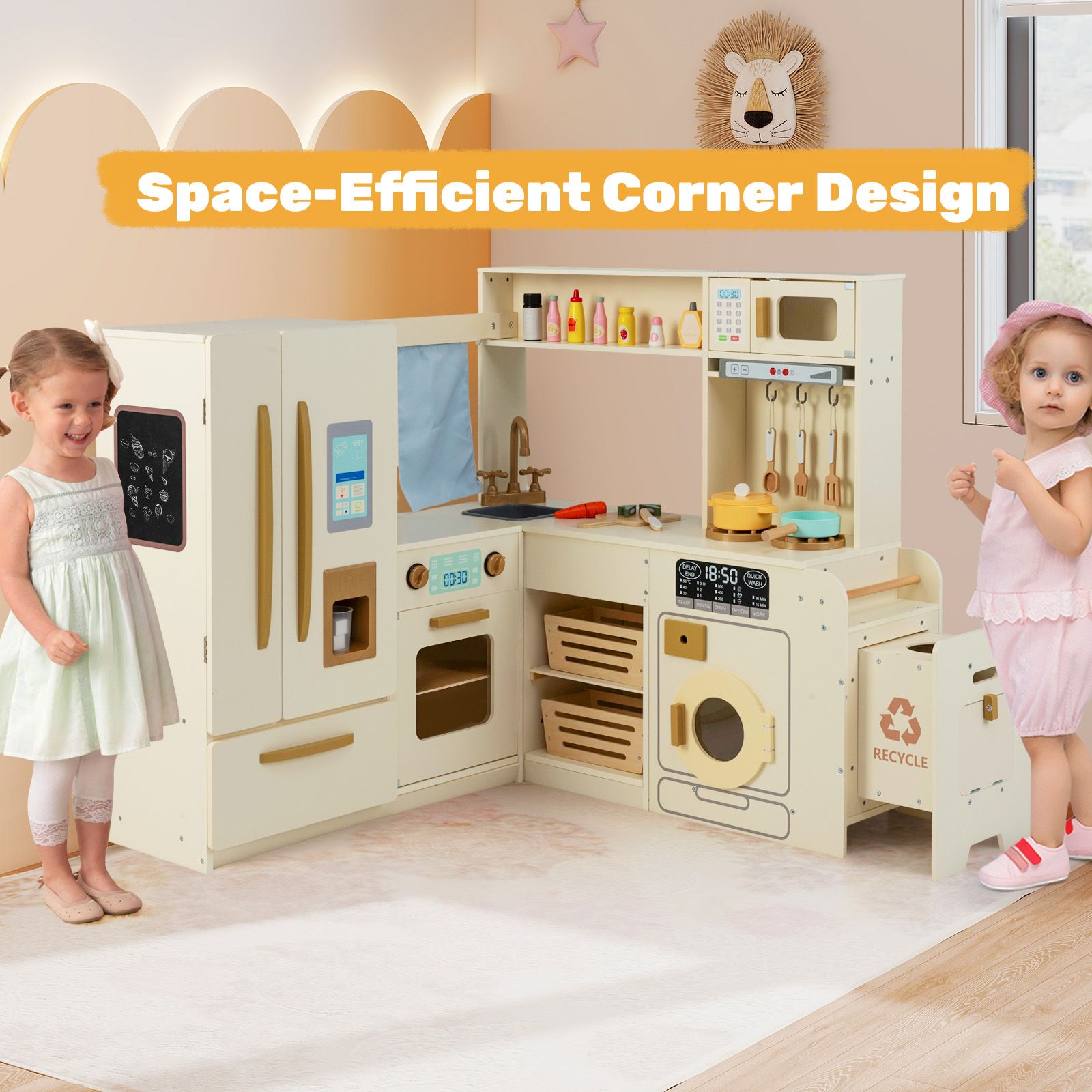 Großer Kühlschrank Eck-Holzspielküche SproutHands™