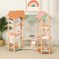 DIY Holz Puppenhaus Kinder mit Möbeln – 3-stöckiges Dollhouse Spielhaus ab 3 Jahren | SproutHands™