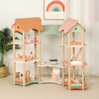 DIY Holz Puppenhaus Kinder mit Möbeln – 3-stöckiges Dollhouse Spielhaus ab 3 Jahren | SproutHands™