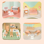 DIY Holz Puppenhaus Kinder mit Möbeln – 3-stöckiges Dollhouse Spielhaus ab 3 Jahren | SproutHands™