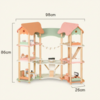 DIY Holz Puppenhaus Kinder mit Möbeln – 3-stöckiges Dollhouse Spielhaus ab 3 Jahren | SproutHands™