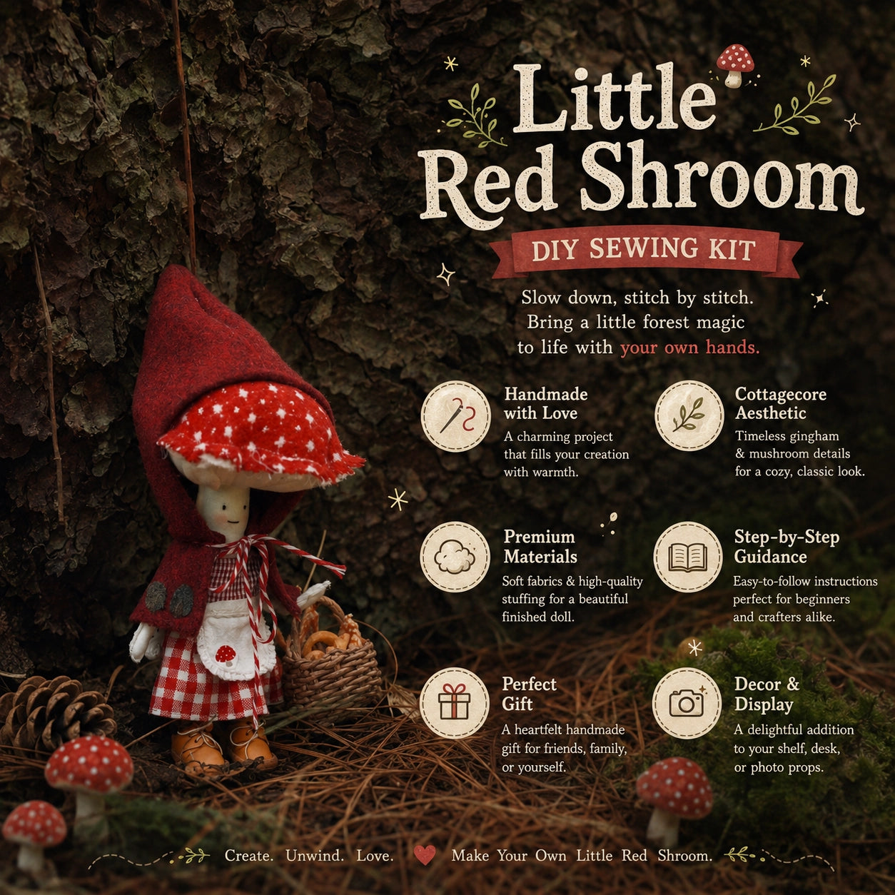 Little Red Shroom – DIY Sewing Doll Kit