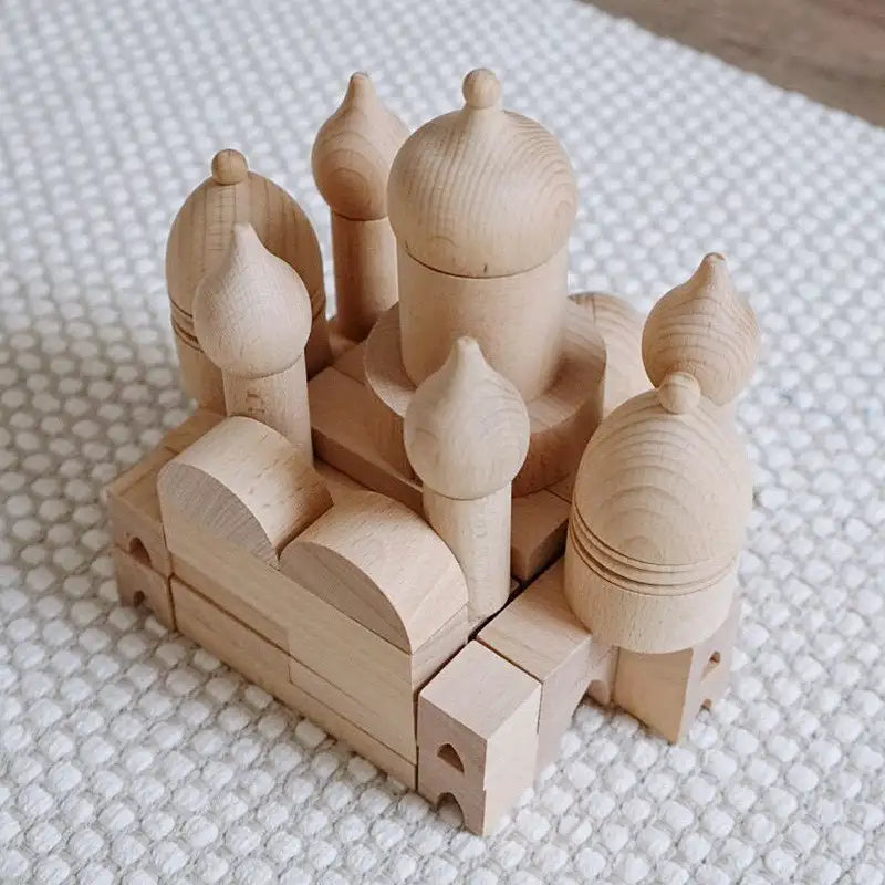 Natural Wooden Building Blocks - Lunamoa