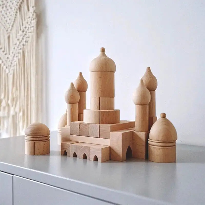 Natural Wooden Building Blocks - Lunamoa