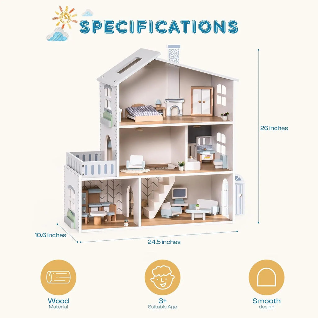 Nordic Wooden Dollhouse SproutHands™