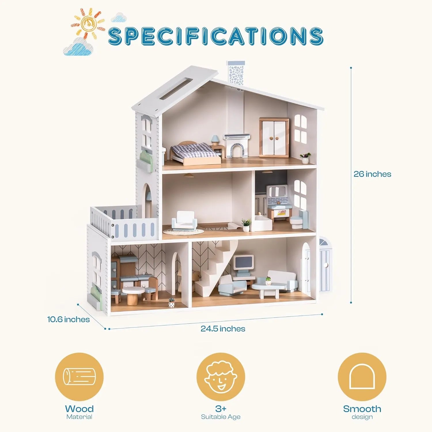 Nordic Wooden Dollhouse SproutHands™