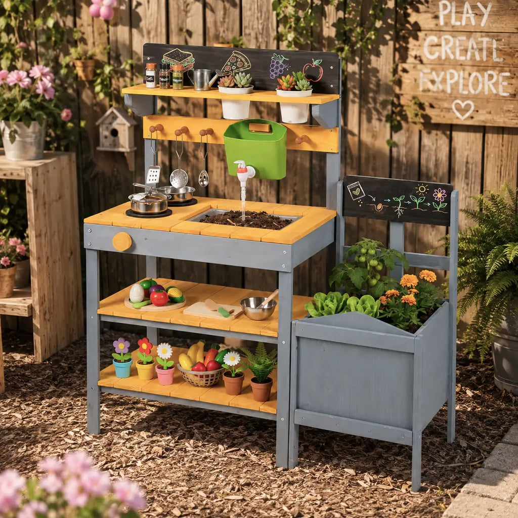 Outdoor Mud Kitchen with Planter Box & Chalkboard SproutHands™