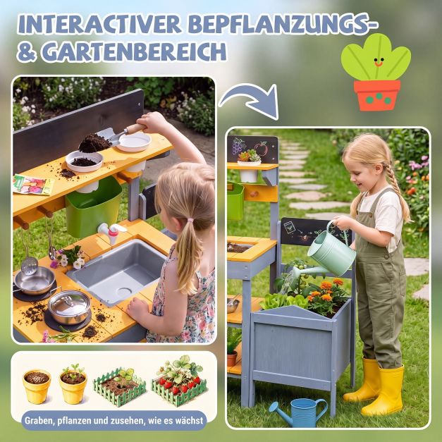 Outdoor Mud Kitchen with Planter Box & Chalkboard SproutHands™