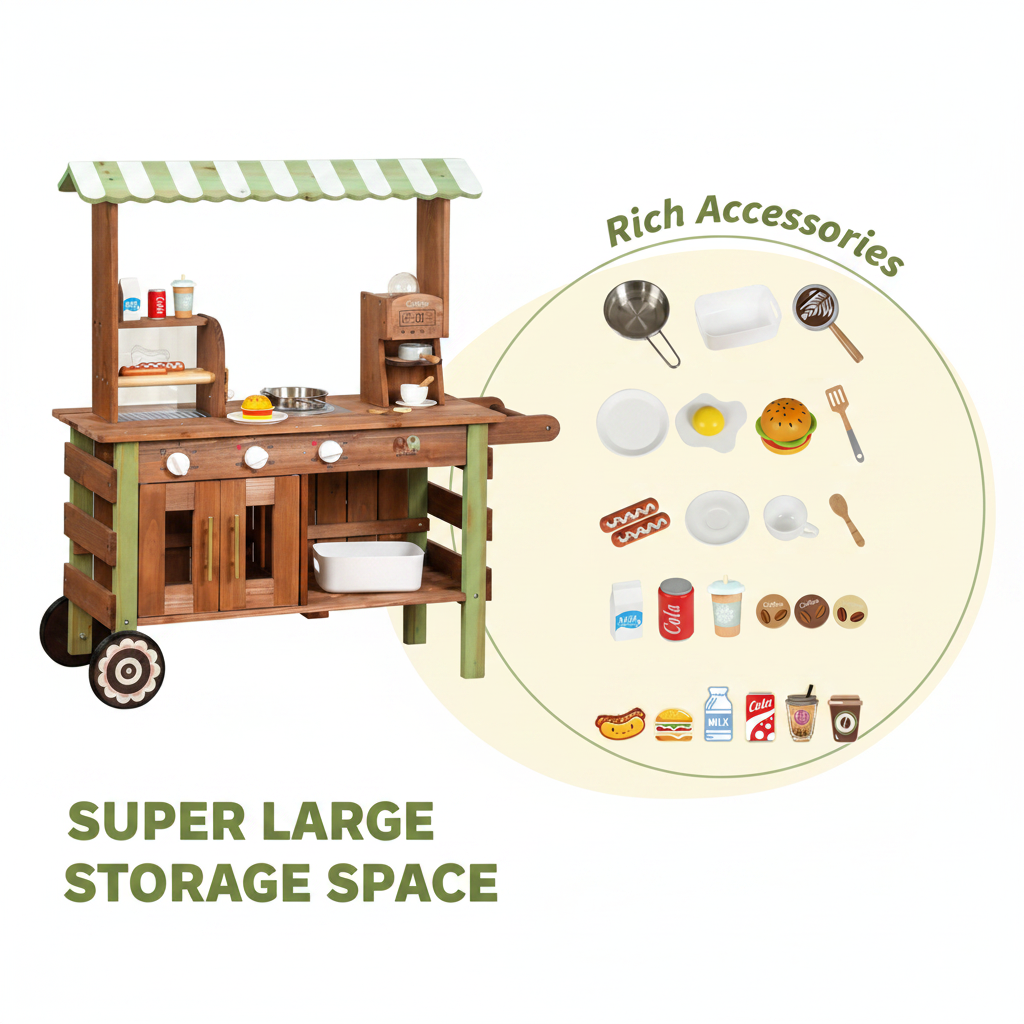 Chariot de Cuisine d'Extérieur en Bois Enfant SproutHands™ 