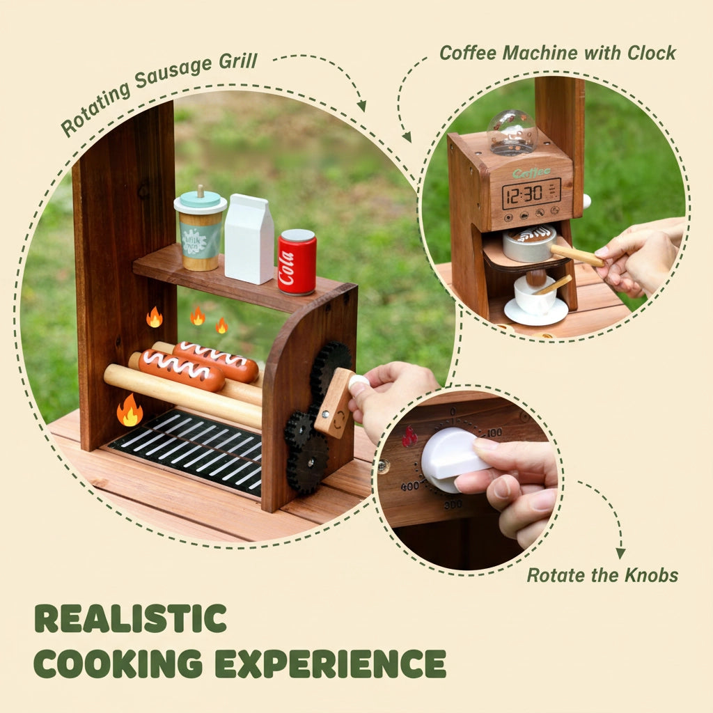 Chariot de Cuisine d'Extérieur en Bois Enfant SproutHands™ 