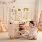 Cuisine Enfant en Bois avec Four & Frigo – Cuisine Jouet Rose pour Fille et Garçon de SproutHands™