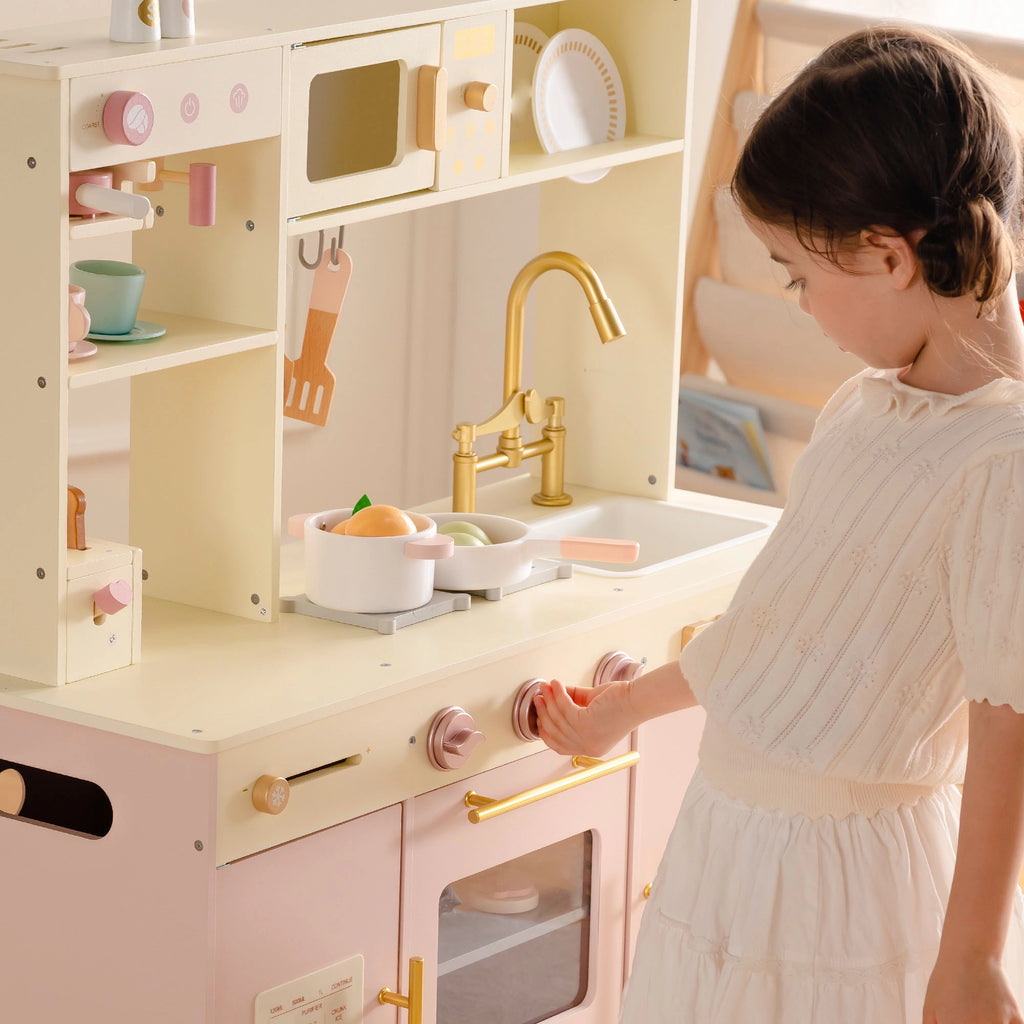 Pink Wooden Play Kitchen Set SproutHands™