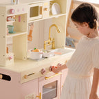 Cuisine Enfant en Bois avec Four & Frigo – Cuisine Jouet Rose pour Fille et Garçon de SproutHands™