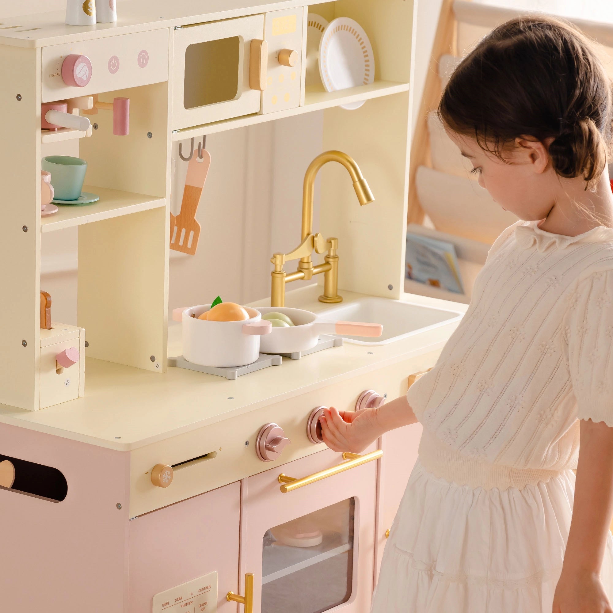 Pink Wooden Play Kitchen Set SproutHands™