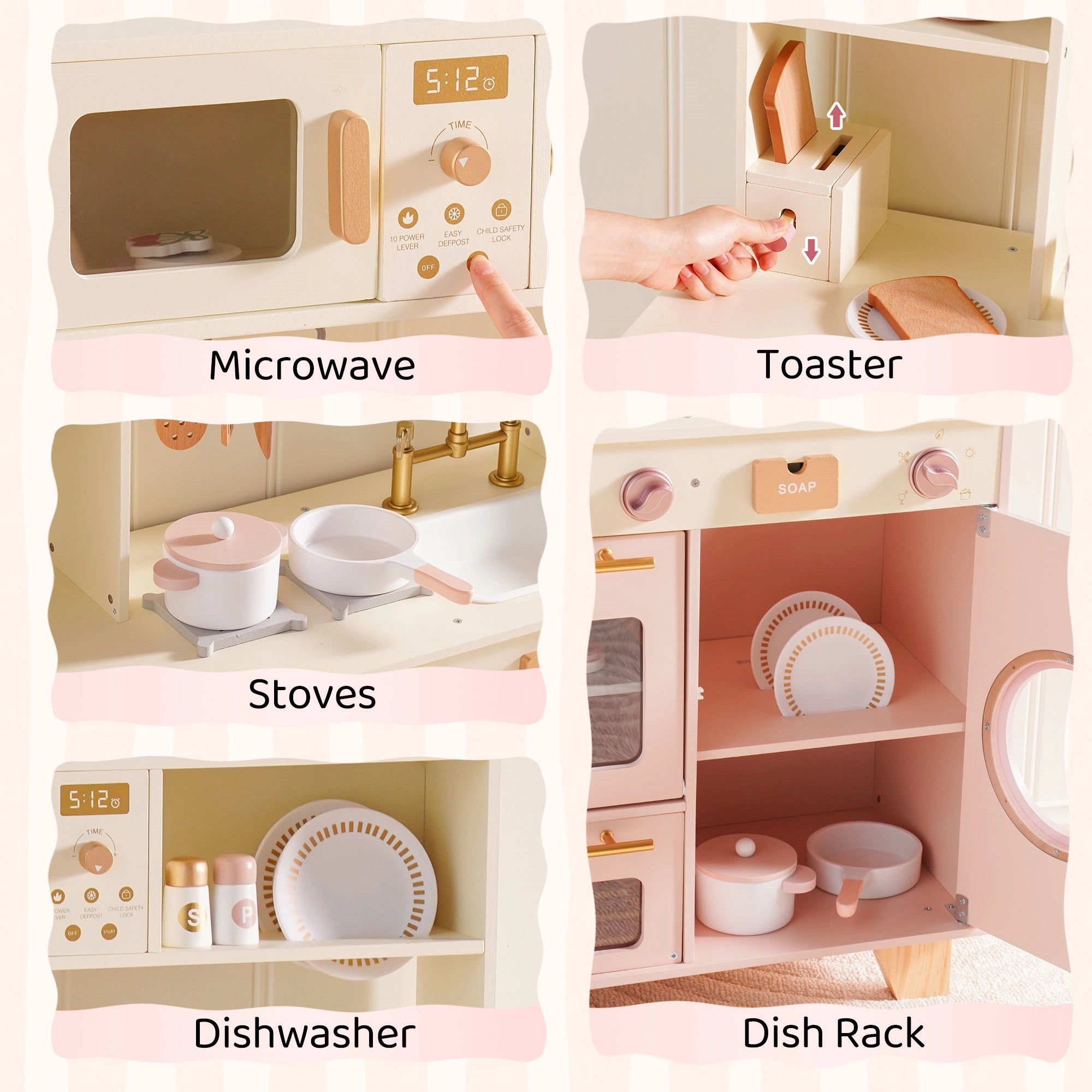 Pink Wooden Play Kitchen Set SproutHands™