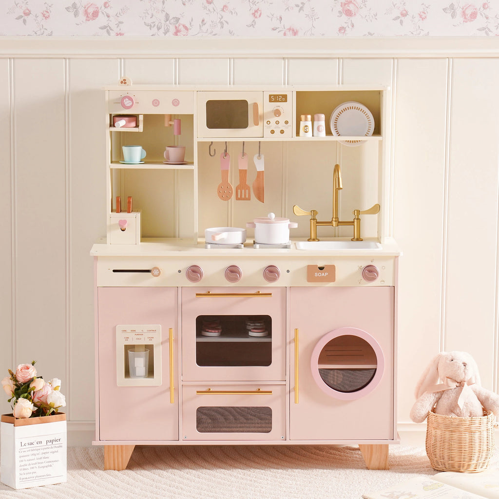 Pink Wooden Play Kitchen Set SproutHands™