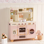 Cuisine Enfant en Bois avec Four & Frigo – Cuisine Jouet Rose pour Fille et Garçon de SproutHands™
