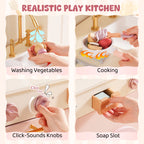 Cuisine Enfant en Bois avec Four & Frigo – Cuisine Jouet Rose pour Fille et Garçon de SproutHands™