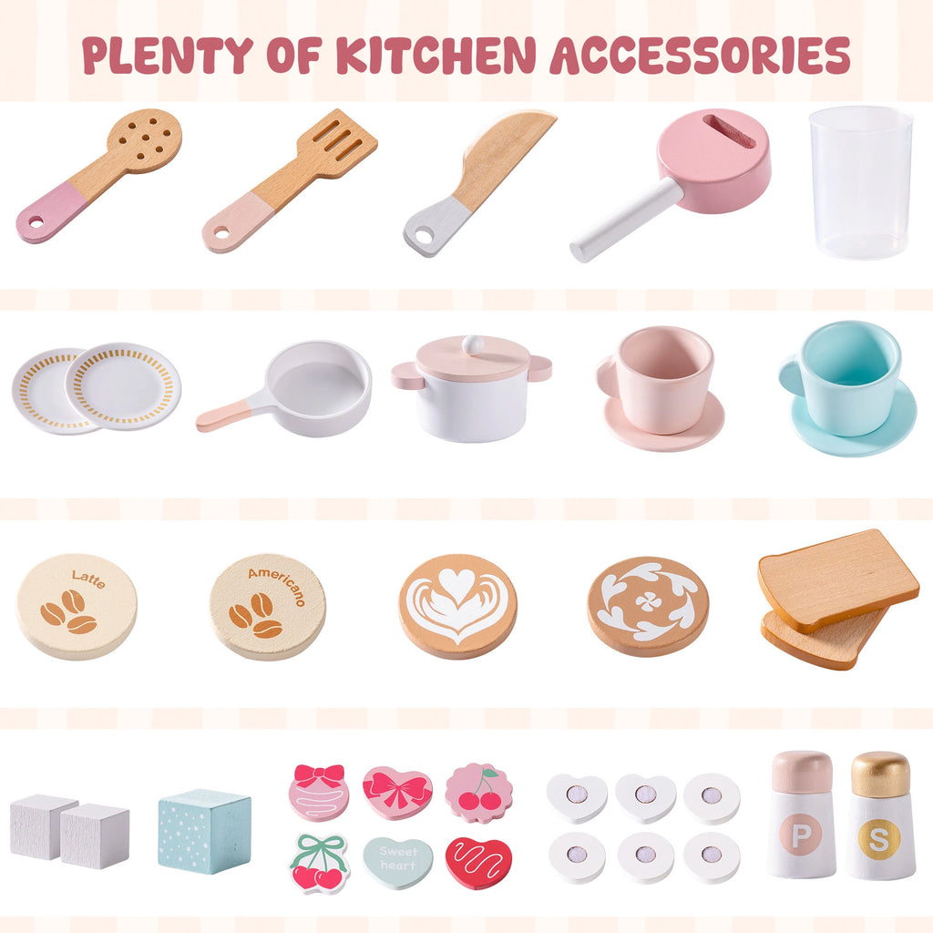 Pink Wooden Play Kitchen Set SproutHands™