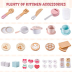 Cuisine Enfant en Bois avec Four & Frigo – Cuisine Jouet Rose pour Fille et Garçon de SproutHands™
