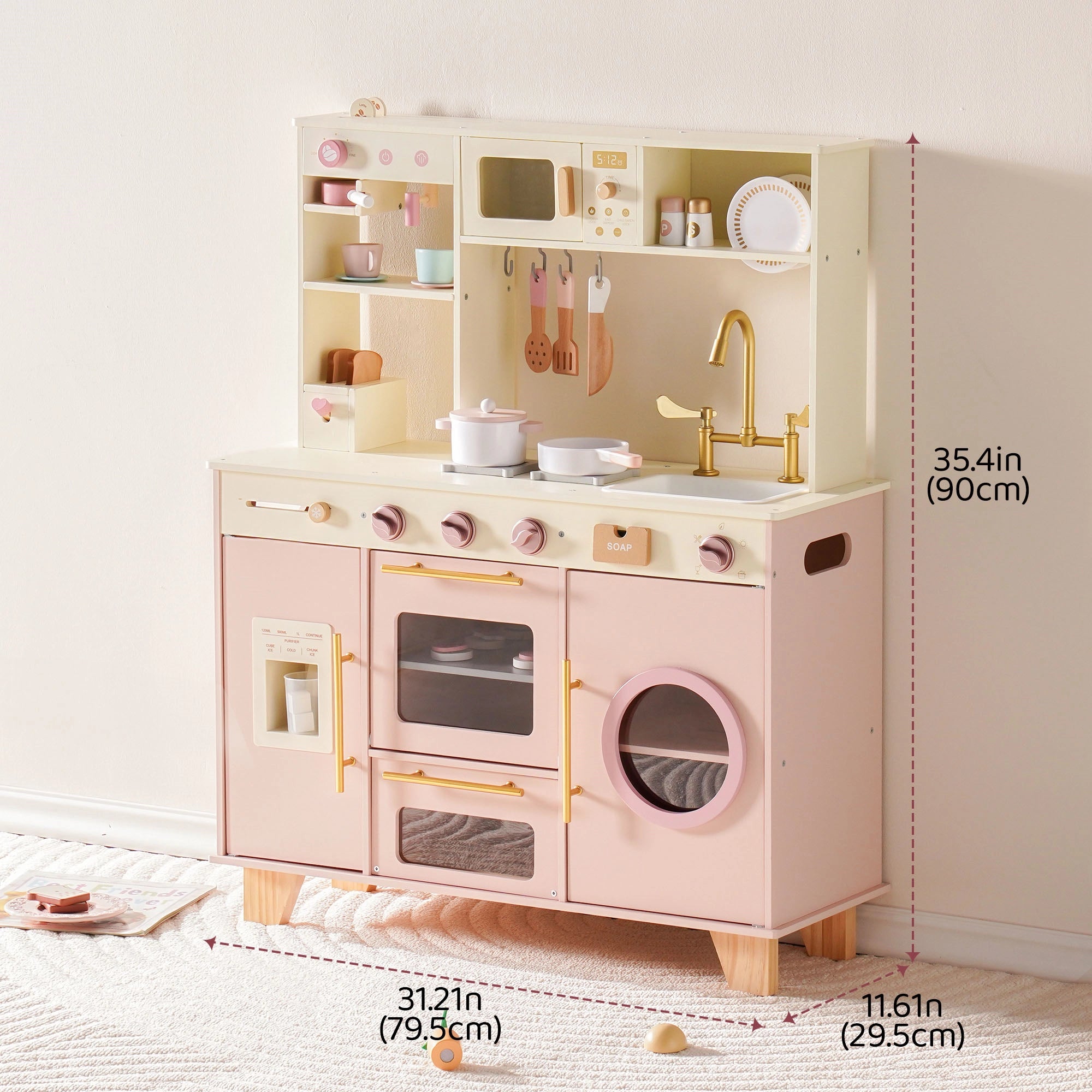 Pink Wooden Play Kitchen Set SproutHands™