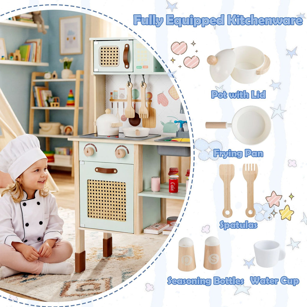Rattan Play Kitchen with Chalkboard SproutHands™